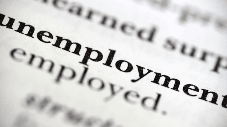 Close-up of the word "unemployment" highlighted in dictionary text