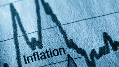 Close-up of a graph showing fluctuating inflation rates over time