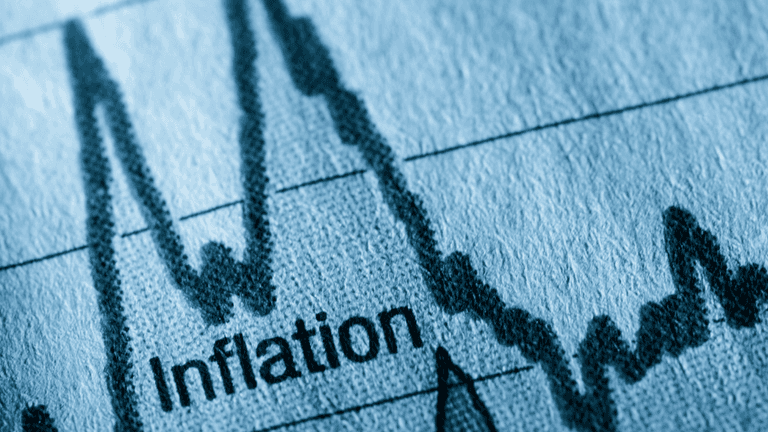 Close-up of a graph showing fluctuating inflation rates over time