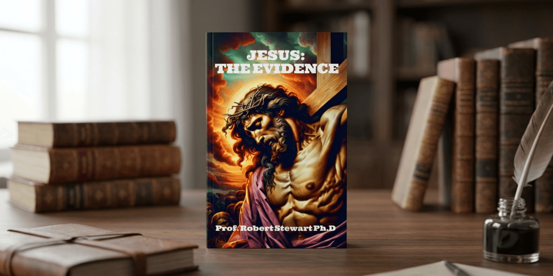 Book cover titled "Jesus: The Evidence" featuring a dramatic depiction of Jesus Christ