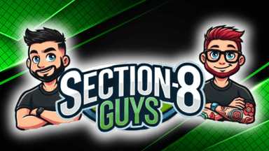 Logo of Section 8 Guys featuring two animated characters, symbolizing mentorship and support for real estate investors in Section 8 housing.