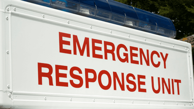 Emergency response vehicle with "Emergency Response Unit" displayed on its side.